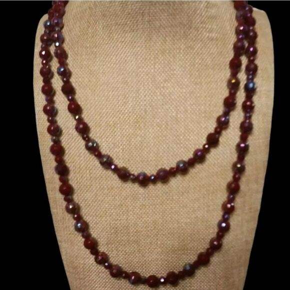 Premier Design SCARLET AB Acrylic Long Beaded Faceted Necklace 59 1/2 Inch NWOT - Picture 2 of 3